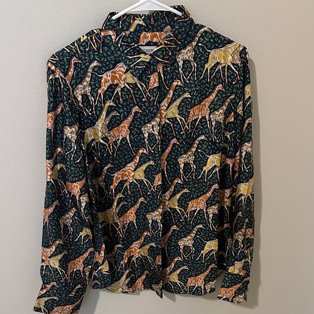 J. Crew Silk Giraffe Print Shirt - Multicolor. NWOT
